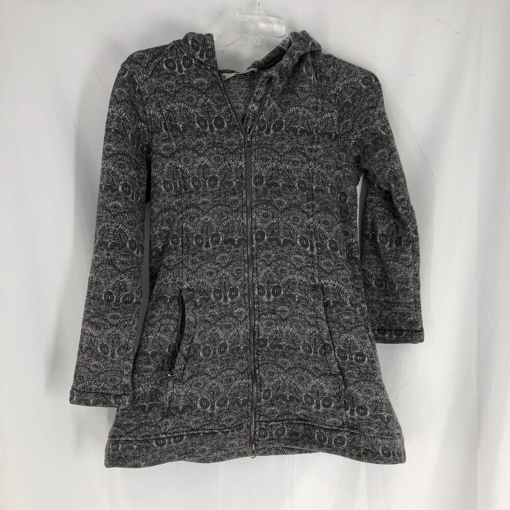 Athleta Stroll Fleece Full Zip Hooded Jacket Gray Sz Large Womens